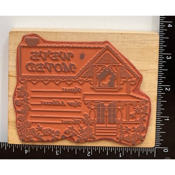 PSX K-417 WE'VE MOVED WOOD MOUNTED RUBBER STAMP HOUSE ADDRESS CHANGE POSTCARD - Picture 3 of 4